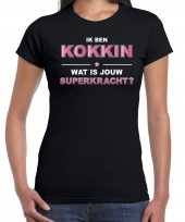Goedkope ik ben kokkin wat is jouw superkracht t-shirt zwart voor dames kokkin cadeau shirt