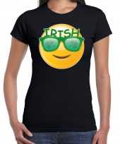 Goedkope irish smiley feest-shirt outfit zwart voor dames st patricksday