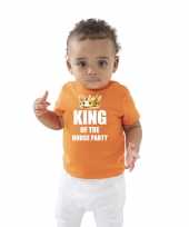 Goedkope king of the house party t-shirt oranje koningsdag baby peuter voor jongens