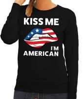 Goedkope kiss me i am american zwarte trui voor dames