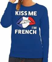Goedkope kiss me i am french blauwe trui voor dames