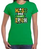 Goedkope kiss me im irish feest-shirt outfit groen voor dames st patricksday