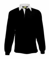 Goedkope kleren zwart rugbyshirt met witte kraag