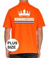 Goedkope koningsdag polo t-shirt oranje met kroon voor heren 10140700