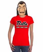 Goedkope la casa de papel masker inclusief rood bella ciao t-shirt voor dames