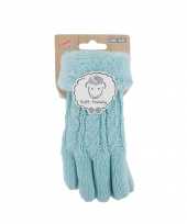 Goedkope lichtblauwe handschoenen gebreid teddy voor jongens meisjes kinderen