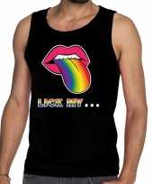 Goedkope lick my gay pride tekst fun shirt zwart heren