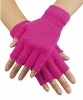 Goedkope neon roze vingerloze verkleed handschoenen gebreid voor volwassenen unisex