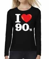 Goedkope nineties long sleeve shirt met i love 90s bedrukking zwart voor dames