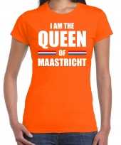 Goedkope oranje i am the queen of maastricht t-shirt koningsdag shirt voor dames