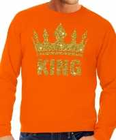 Goedkope oranje king gouden glitter kroon trui heren