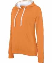Goedkope oranje witte dames truien sweaters met hoodie capuchon
