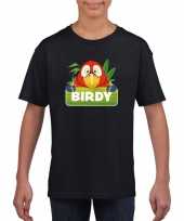 Goedkope papegaai dieren t-shirt zwart voor kinderen