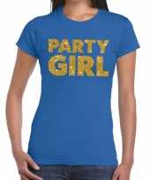 Goedkope party girl fun t-shirt blauw voor dames