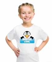 Goedkope pinguin dieren t-shirt wit voor kinderen