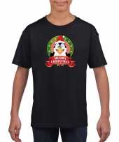 Goedkope pinguin kerstmis shirt zwart voor jongens en meisjes