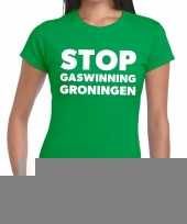 Goedkope protest t-shirt stop gaswinning groningen groen voor dames