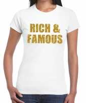 Goedkope rich and famous goud fun t-shirt wit voor dames