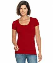 Goedkope rode shirt met ronde hals voor dames