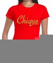 Goedkope rood chique goud fun t-shirt voor dames