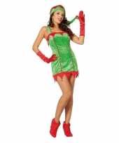 Goedkope rood groene korte kerst jurk met muts voor dames