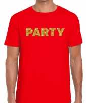 Goedkope rood party goud fun t-shirt voor heren