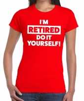 Goedkope rood retired gepensioneerd fun t-shirt dames 10147730