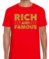 Goedkope rood rich and famous goud fun t-shirt voor heren