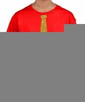 Goedkope rood t-shirt met gouden stropdas voor kinderen