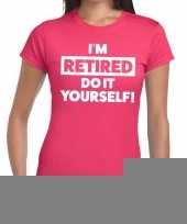 Goedkope roze retired fun t-shirt dames