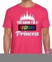 Goedkope roze you know i am a fucking princess t-shirt heren