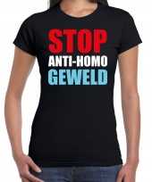 Goedkope stop anti homo geweld protest betoging shirt zwart voor dames