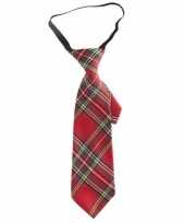 Goedkope stropdas met schotse ruit rood 30 cm voor volwassenen