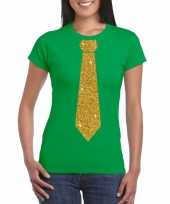 Goedkope stropdas t-shirt groen met glitter das dames