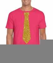 Goedkope stropdas t-shirt roze met glitter das heren