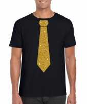 Goedkope stropdas t-shirt zwart met glitter das heren