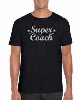 Goedkope super coach fun t-shirt glitter zilver zwart voor heren bedankt cadeau voor een coach
