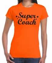 Goedkope super coach fun t-shirt oranje voor dames bedankt cadeau voor een coach