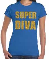 Goedkope super diva fun t-shirt blauw voor dames