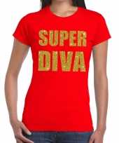 Goedkope super diva fun t-shirt rood voor dames