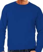 Goedkope sweater sweatshirt trui blauw met ronde hals en raglan mouwen voor mannen