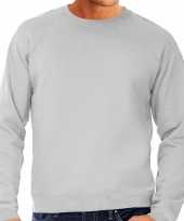 Goedkope sweater sweatshirt trui grijs met ronde hals en raglan mouwen voor mannen
