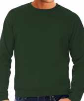 Goedkope sweater sweatshirt trui groen bottle green met ronde hals en raglan mouwen voor mannen