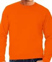 Goedkope sweater sweatshirt trui oranje met ronde hals en raglan mouwen voor mannen koningsdag oranje supporter