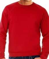 Goedkope sweater sweatshirt trui rood met ronde hals en raglan mouwen voor mannen