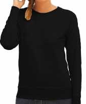 Goedkope sweater sweatshirt trui zwart met ronde hals en raglan mouwen voor dames