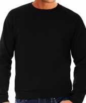 Goedkope sweater sweatshirt trui zwart met ronde hals en raglan mouwen voor mannen