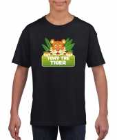 Goedkope tijger dieren t-shirt zwart voor kinderen