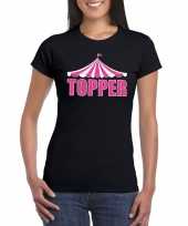 Goedkope toppers pretty pink topper t-shirt zwart met roze letters dames