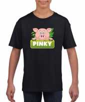 Goedkope varken dieren t-shirt zwart voor kinderen
